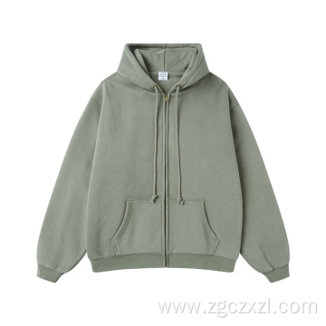 Heavy Thick Solid Color American Zipper Hoodie